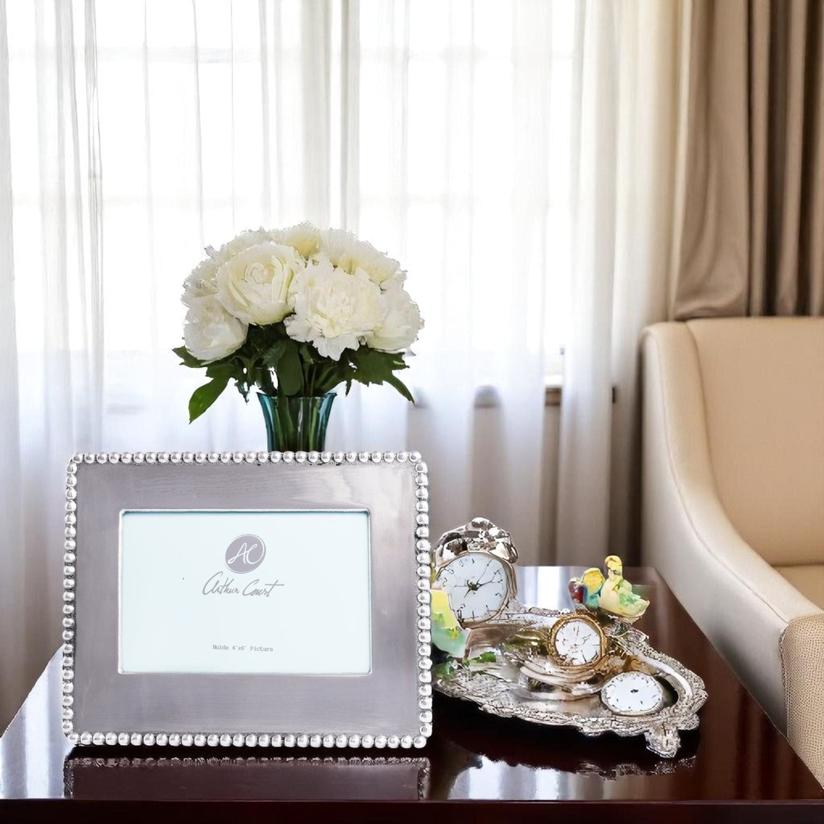 Arthur Court Classic / Engravable Engravable Beaded Photo Frame 4x6