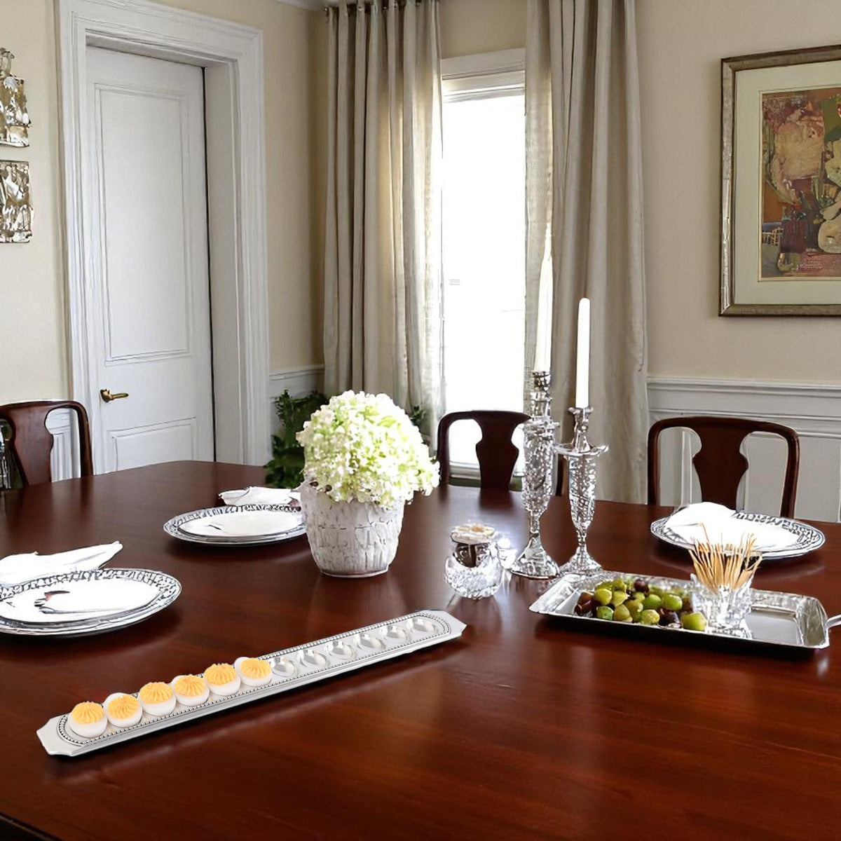 Arthur Court Classic / Engravable Long Beaded Metal Deviled Egg Holder