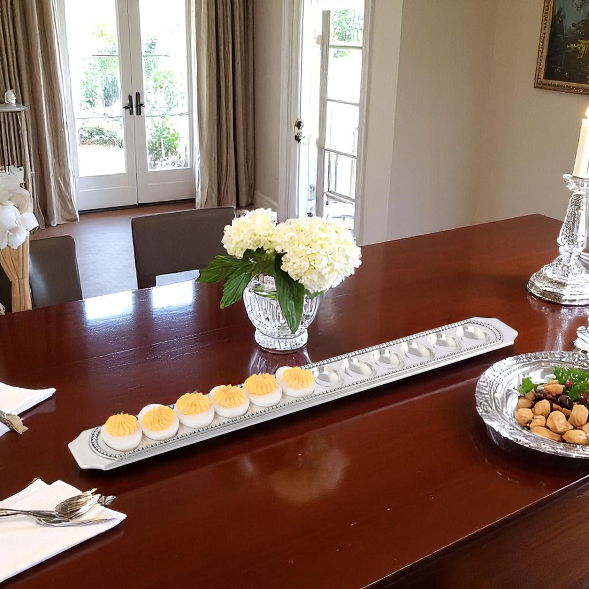 Arthur Court Classic / Engravable Long Beaded Metal Deviled Egg Holder