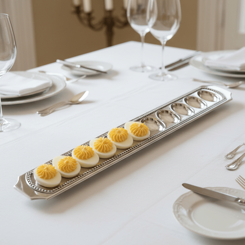 Arthur Court Classic / Engravable Long Beaded Metal Deviled Egg Holder