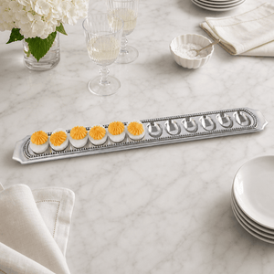 Arthur Court Classic / Engravable Long Beaded Metal Deviled Egg Holder