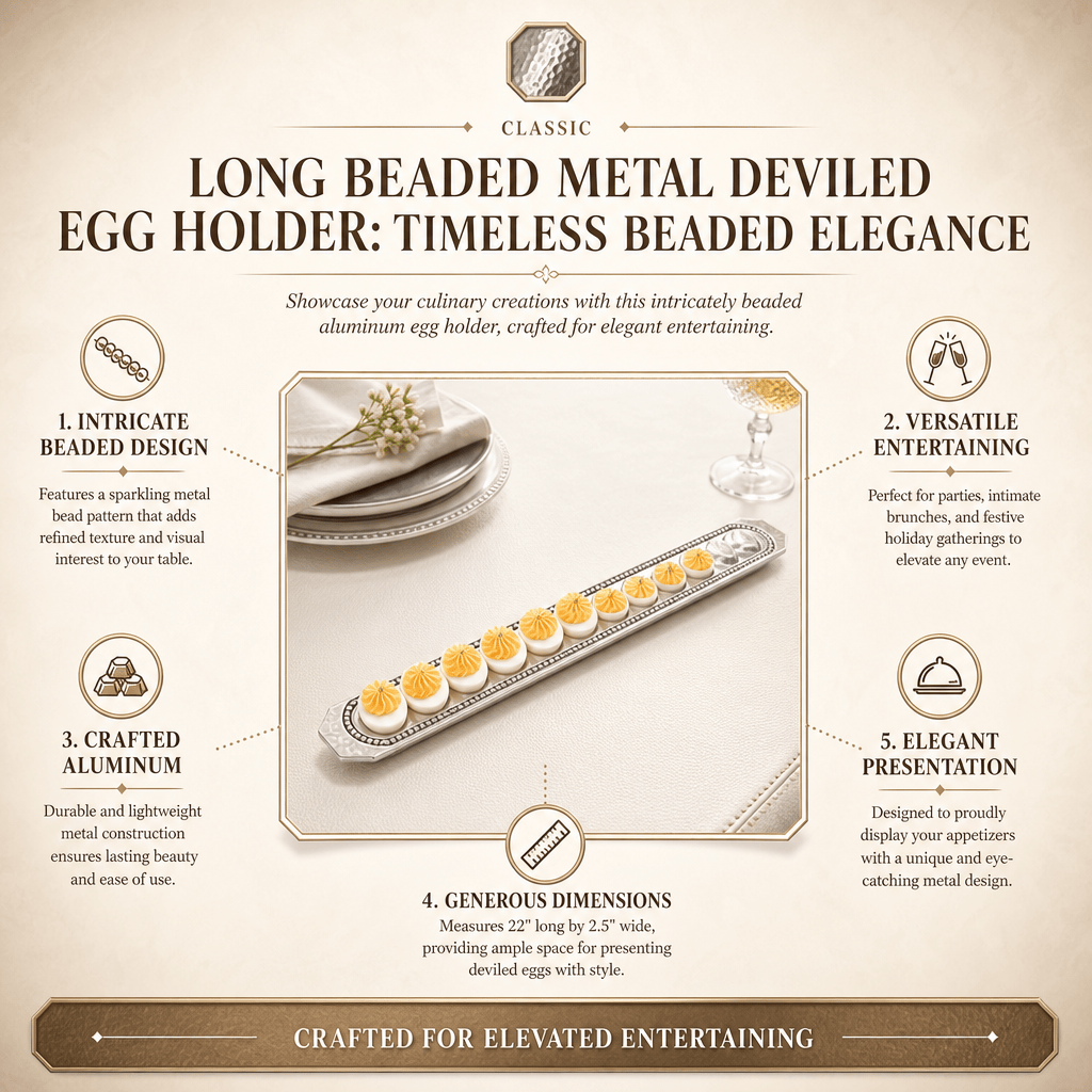 Arthur Court Classic / Engravable Long Beaded Metal Deviled Egg Holder