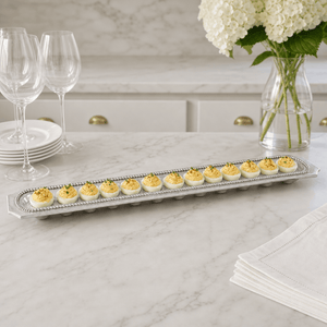 Arthur Court Classic / Engravable Long Beaded Metal Deviled Egg Holder