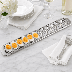 Arthur Court Classic / Engravable Long Beaded Metal Deviled Egg Holder