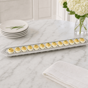 Arthur Court Classic / Engravable Long Beaded Metal Deviled Egg Holder