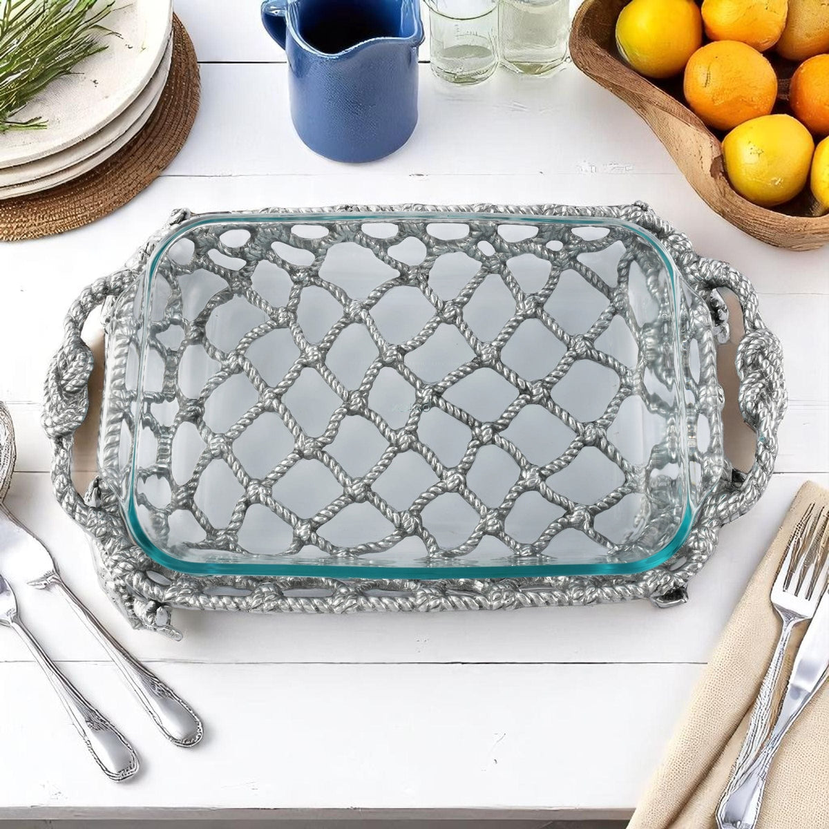 Arthur Court Coastal Crab and Net Casserole 3 Quart Holder