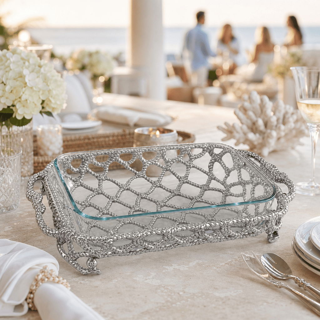 Arthur Court Coastal Crab and Net Casserole 3 Quart Holder