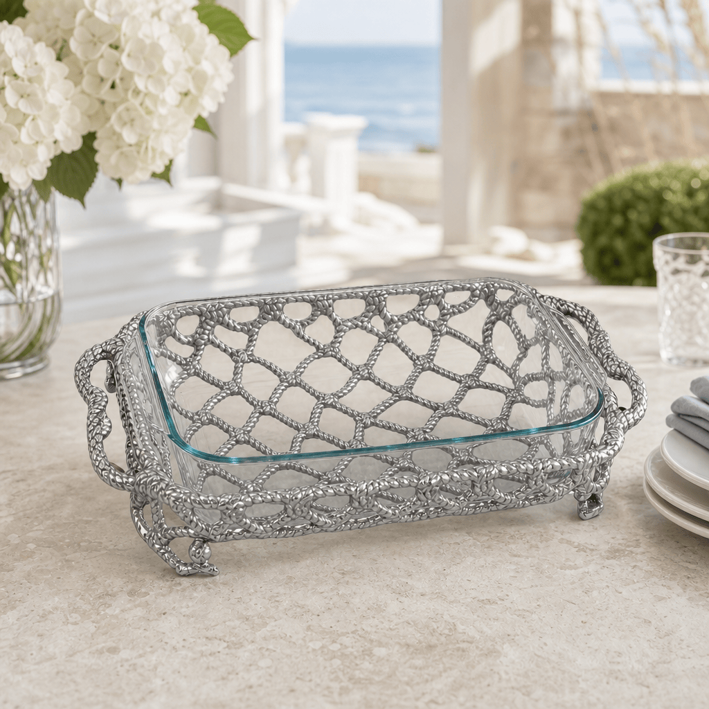 Arthur Court Coastal Crab and Net Casserole 3 Quart Holder