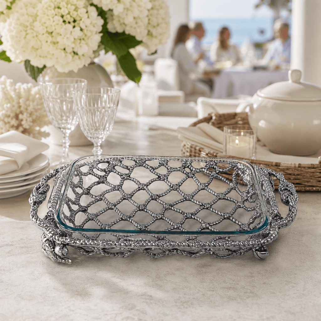 Arthur Court Coastal Crab and Net Casserole 3 Quart Holder