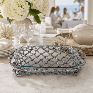 Arthur Court Coastal Crab and Net Casserole 3 Quart Holder