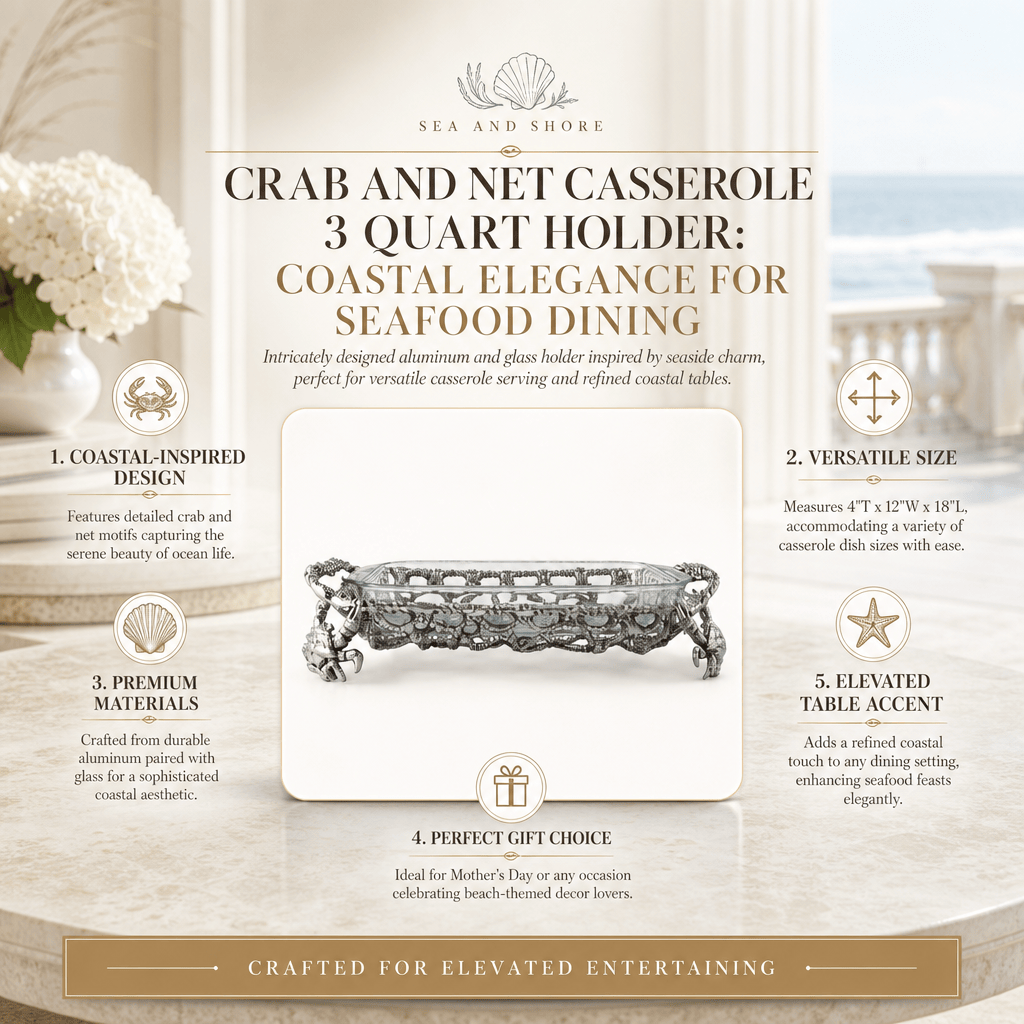 Arthur Court Coastal Crab and Net Casserole 3 Quart Holder