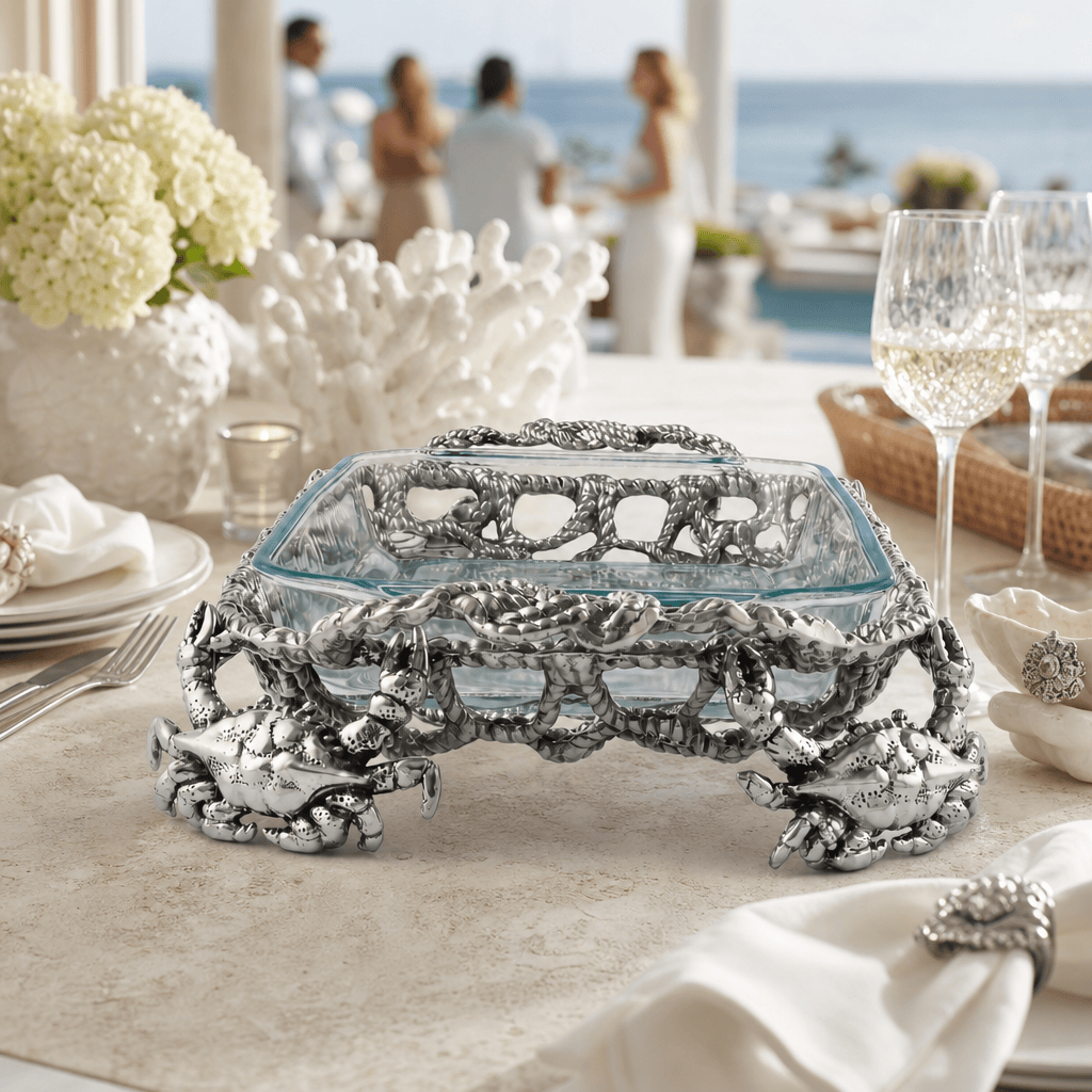 Arthur Court Coastal Crab and Net Casserole 3 Quart Holder