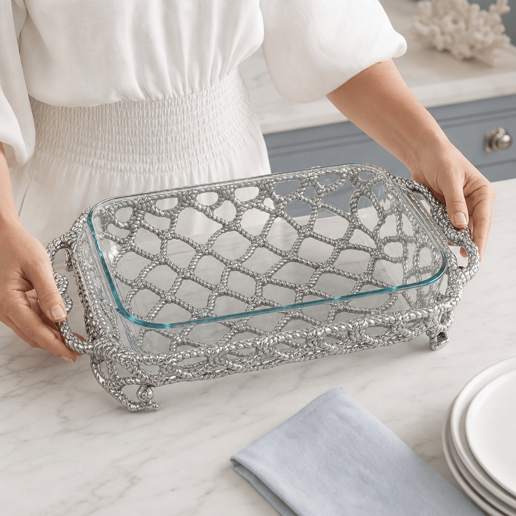 Arthur Court Coastal Crab and Net Casserole 3 Quart Holder