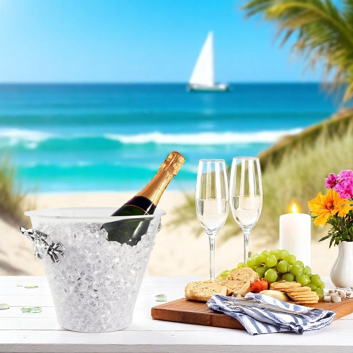 Arthur Court Coastal Crab Handle Acrylic Ice Bucket