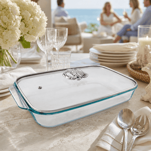Arthur Court Coastal Crab Lid with Pyrex 3 quart Baking Dish