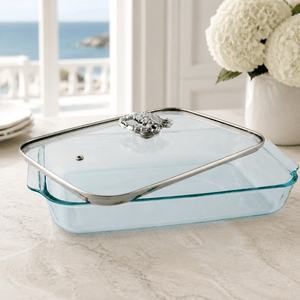 Arthur Court Coastal Crab Lid with Pyrex 3 quart Baking Dish