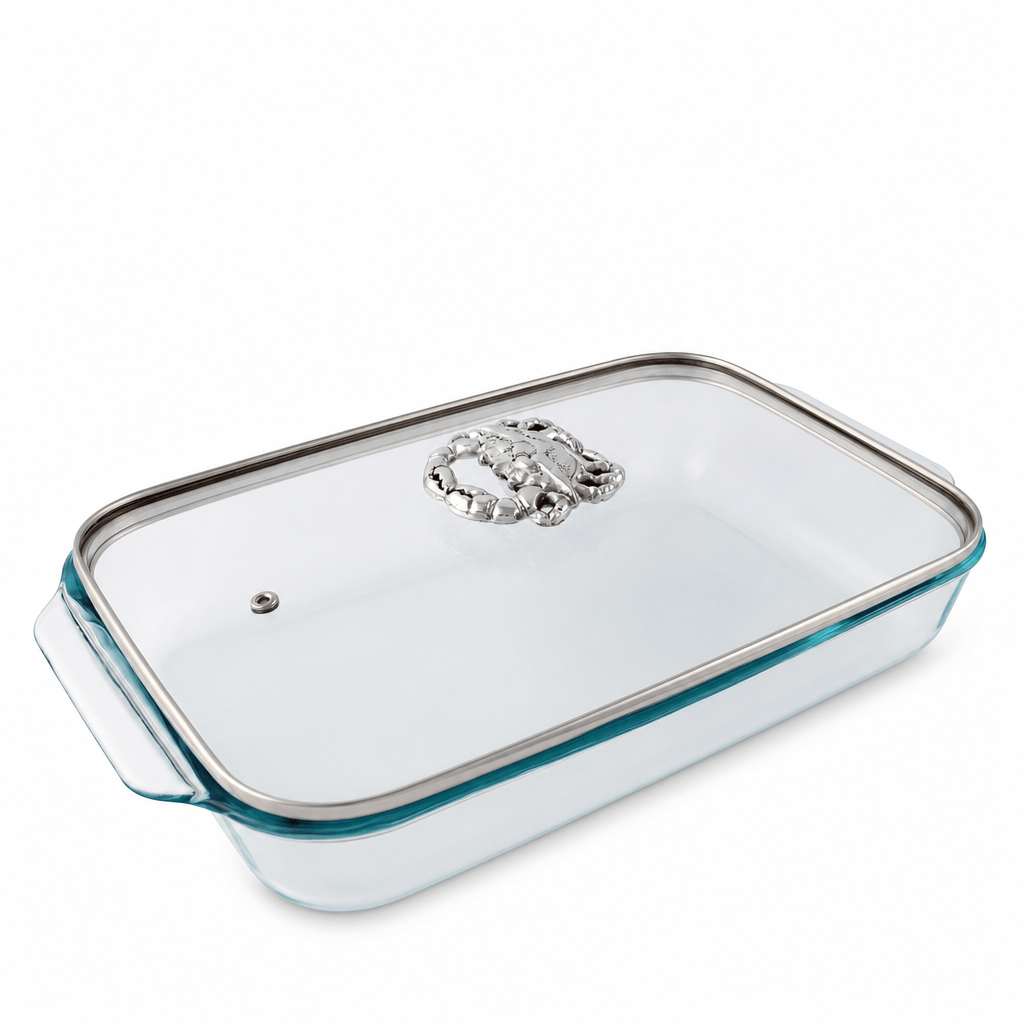 Arthur Court Coastal Crab Lid with Pyrex 3 quart Baking Dish