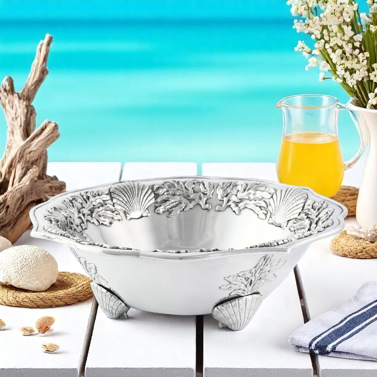 Arthur Court Coastal Ocean Kelp and Shells Salad Bowl