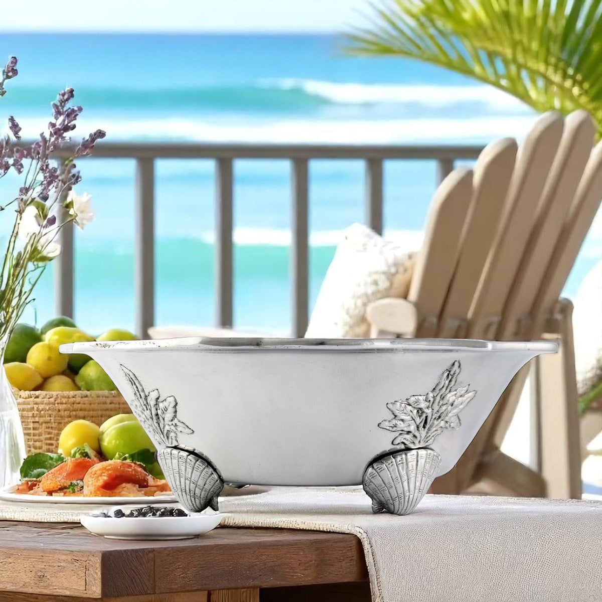 Arthur Court Coastal Ocean Kelp and Shells Salad Bowl