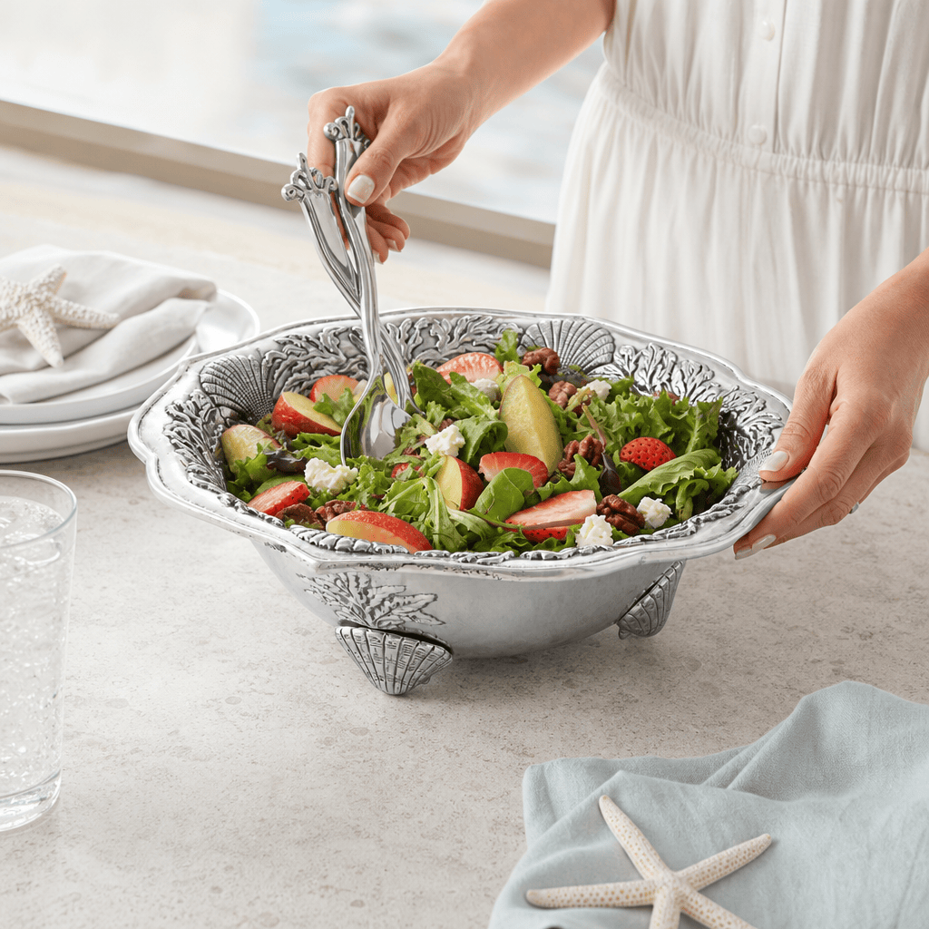 Arthur Court Coastal Ocean Kelp and Shells Salad Bowl