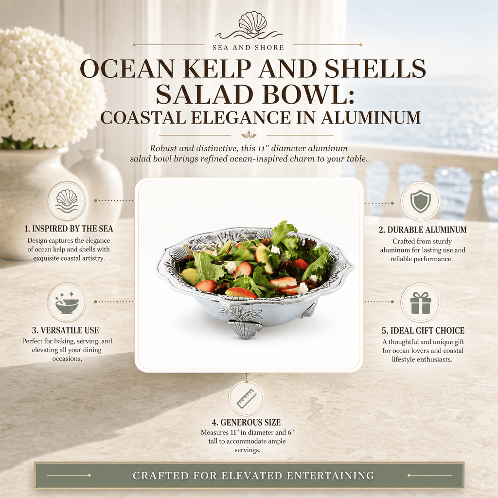 Arthur Court Coastal Ocean Kelp and Shells Salad Bowl