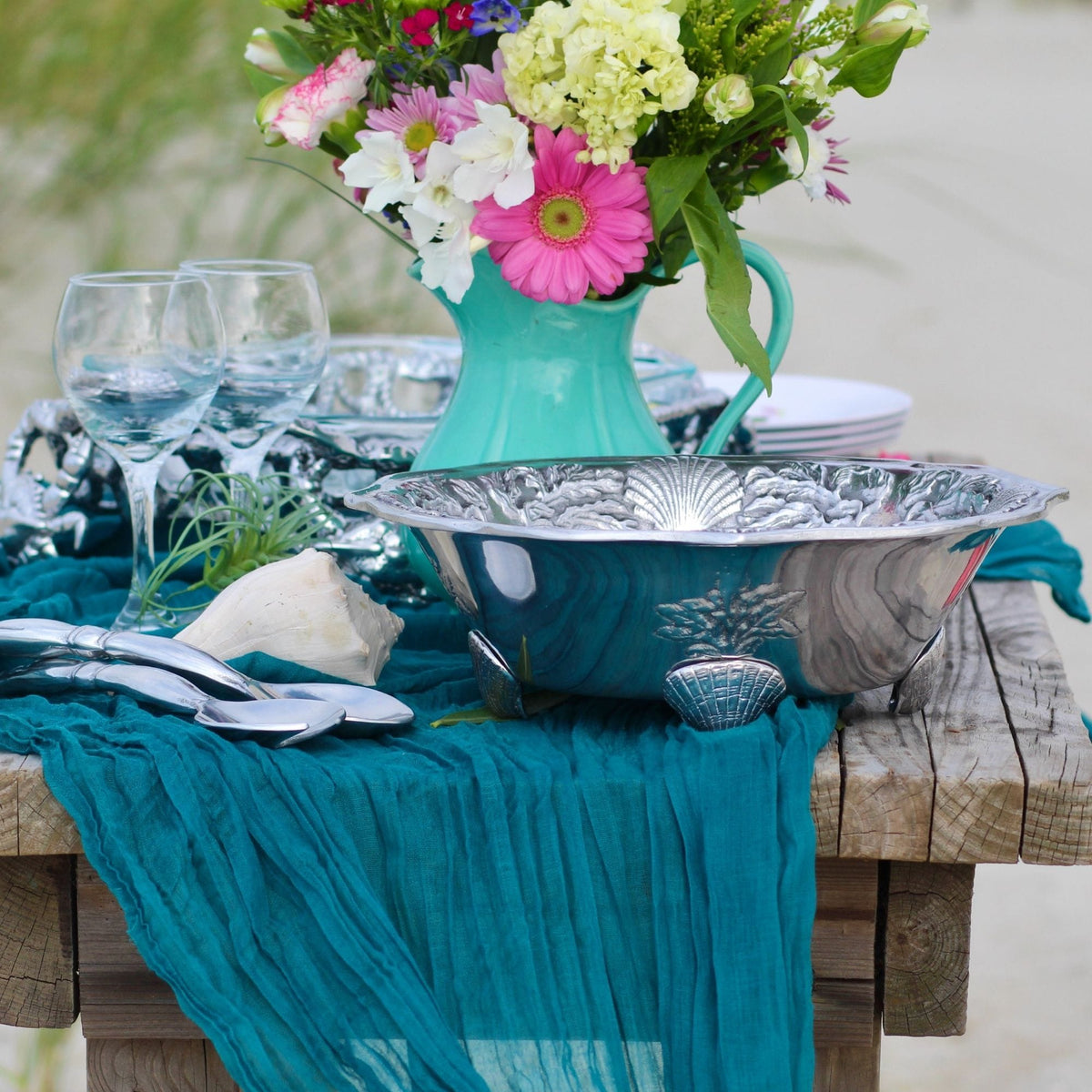 Arthur Court Coastal Ocean Kelp and Shells Salad Bowl