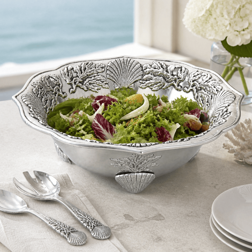 Arthur Court Coastal Ocean Kelp and Shells Salad Bowl