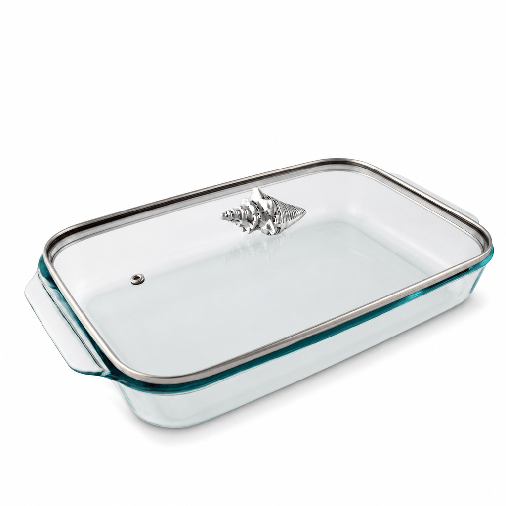Arthur Court Coastal Shell Lid with Pyrex 3 quart Baking Dish