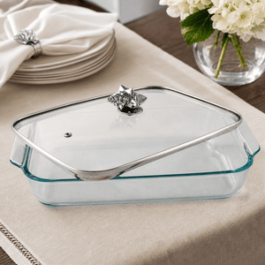 Arthur Court Coastal Shell Lid with Pyrex 3 quart Baking Dish