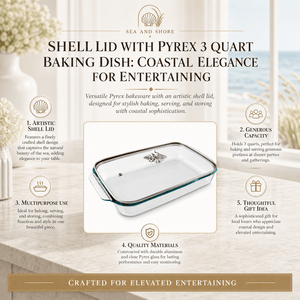 Arthur Court Coastal Shell Lid with Pyrex 3 quart Baking Dish