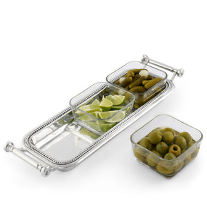 Arthur Court Condiment Server Beaded Compartment Serving Bowls