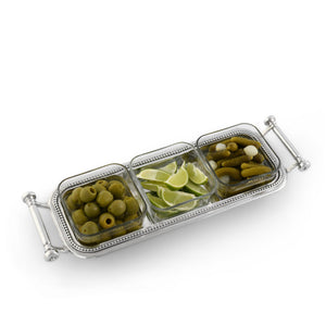 Arthur Court Condiment Server Beaded Compartment Serving Bowls