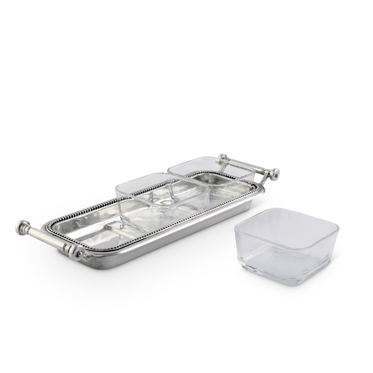 Arthur Court Condiment Server Beaded Compartment Serving Bowls