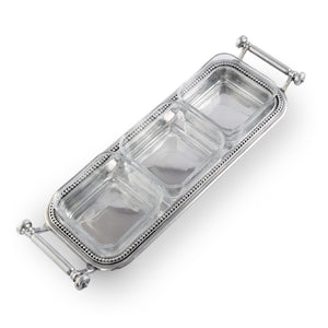 Arthur Court Condiment Server Beaded Compartment Serving Bowls