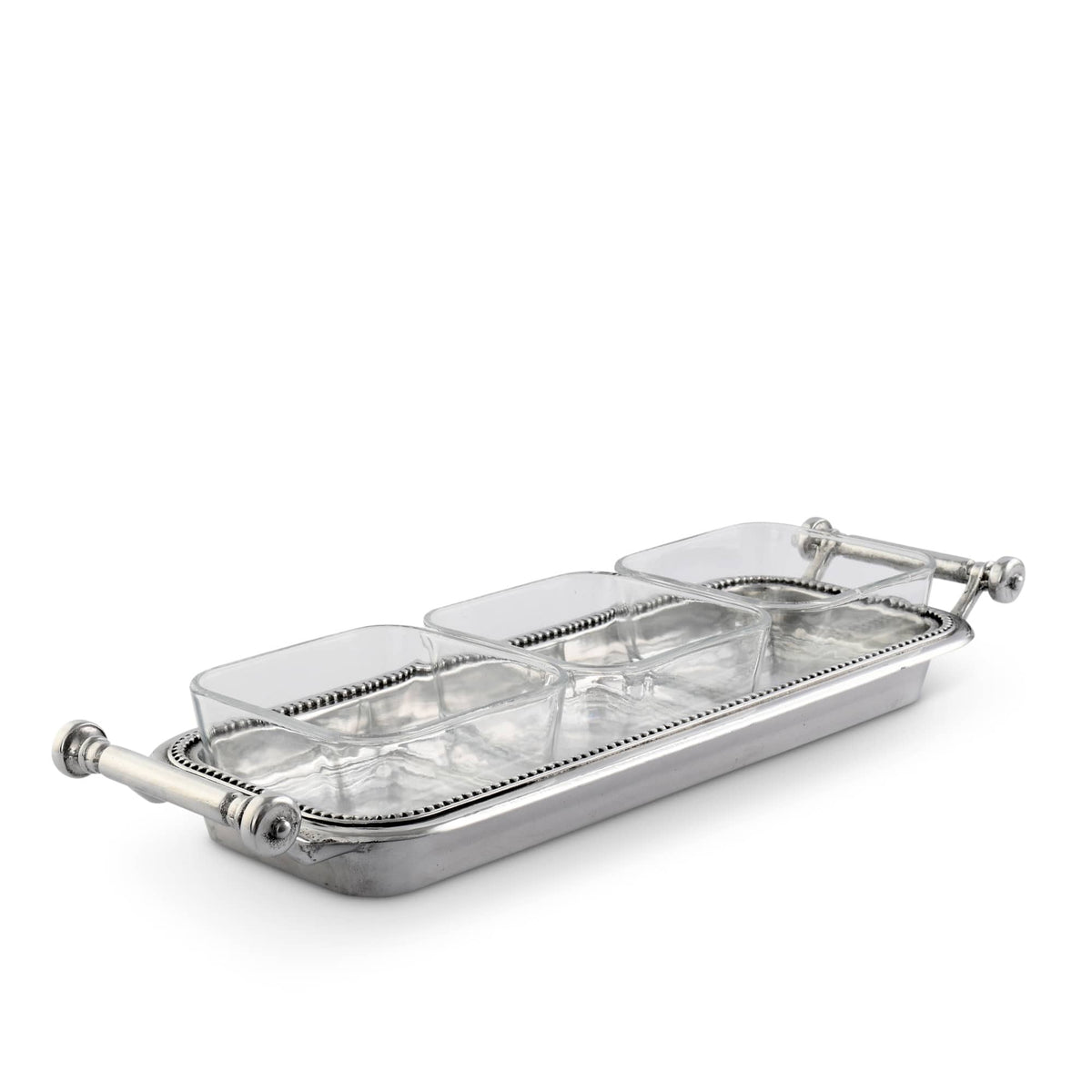 Arthur Court Condiment Server Beaded Compartment Serving Bowls