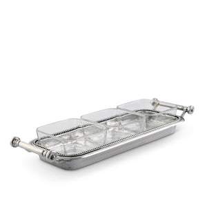 Arthur Court Condiment Server Beaded Compartment Serving Bowls