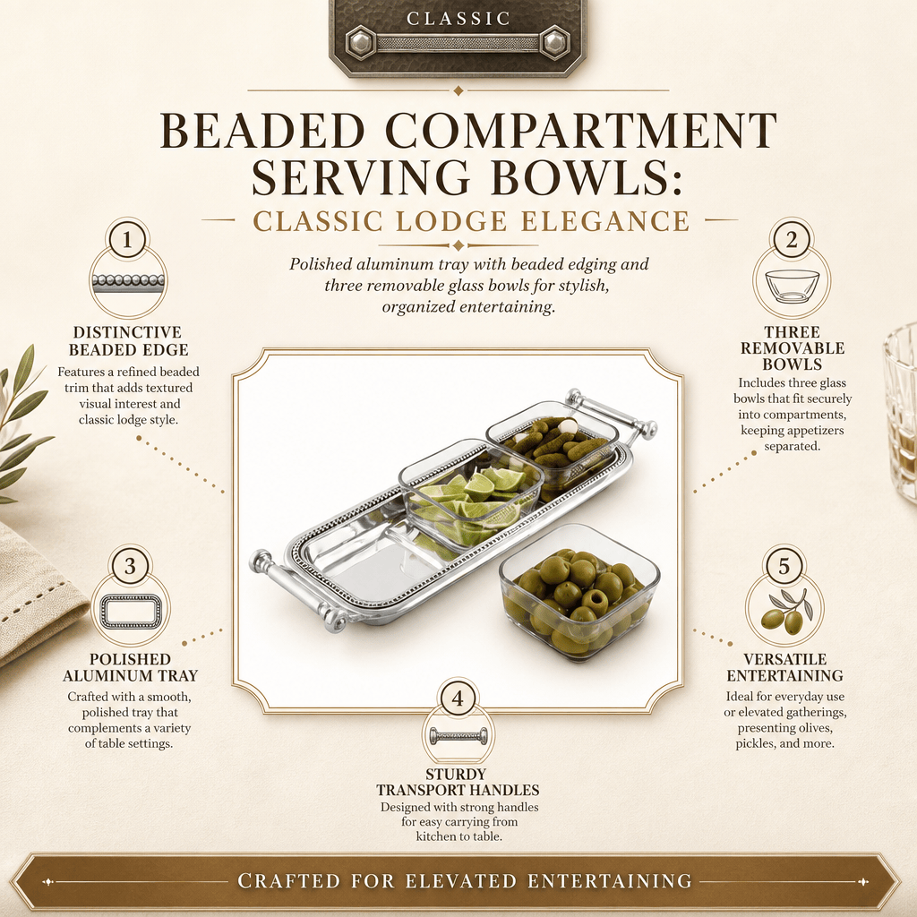 Arthur Court Condiment Server Beaded Compartment Serving Bowls
