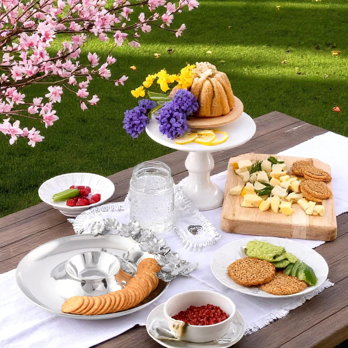 Arthur Court Dogwood Butterfly and Dogwood Chip and Dip