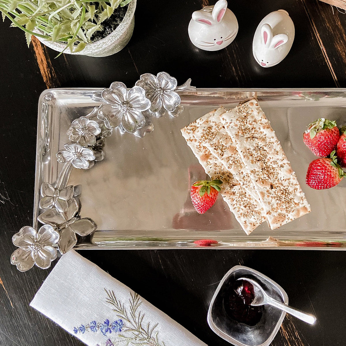 Arthur Court Dogwood Butterfly Oblong Dogwood Tray