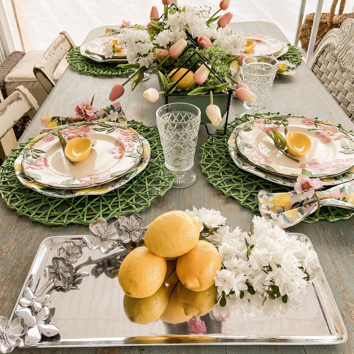 Arthur Court Dogwood Butterfly Oblong Dogwood Tray