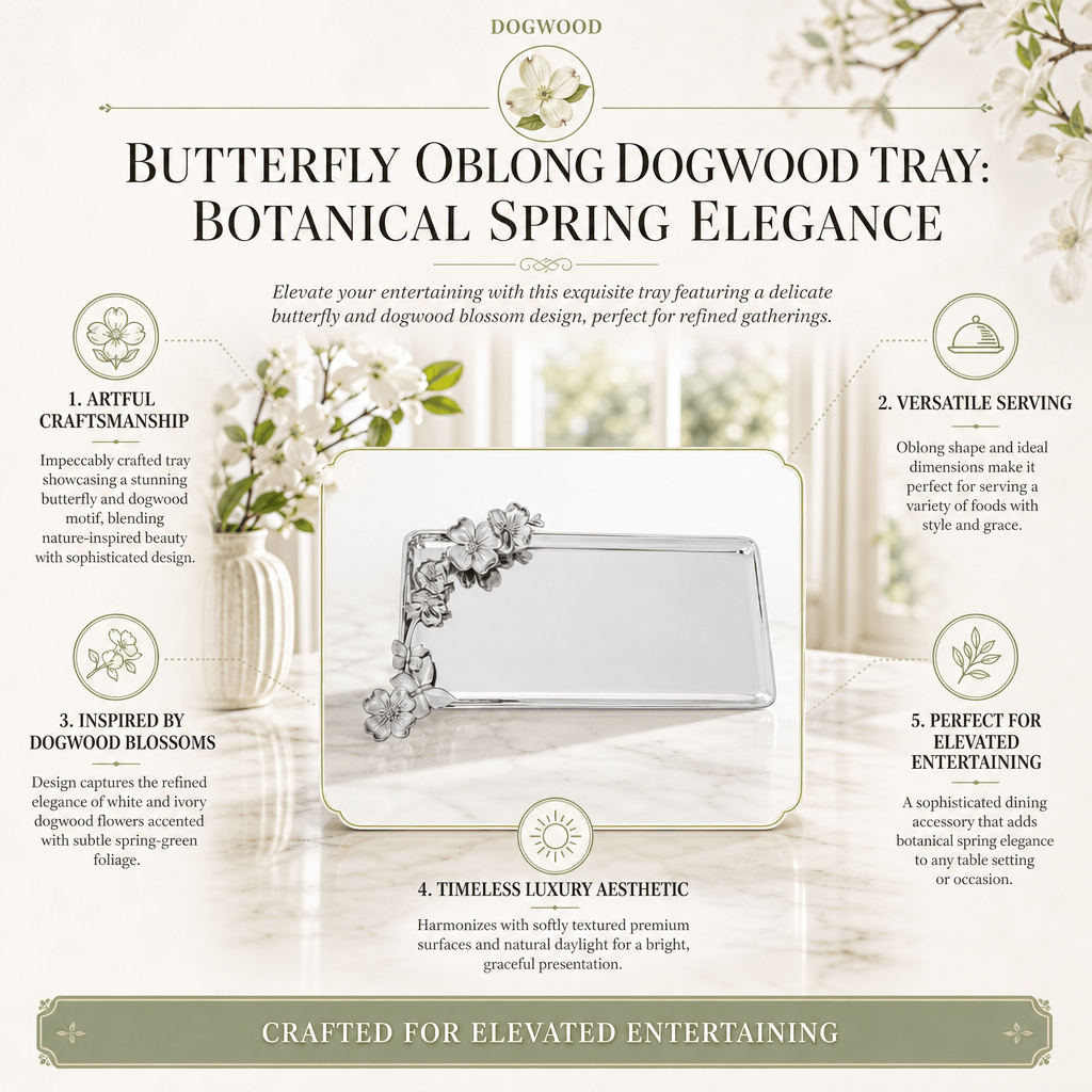 Arthur Court Dogwood Butterfly Oblong Dogwood Tray