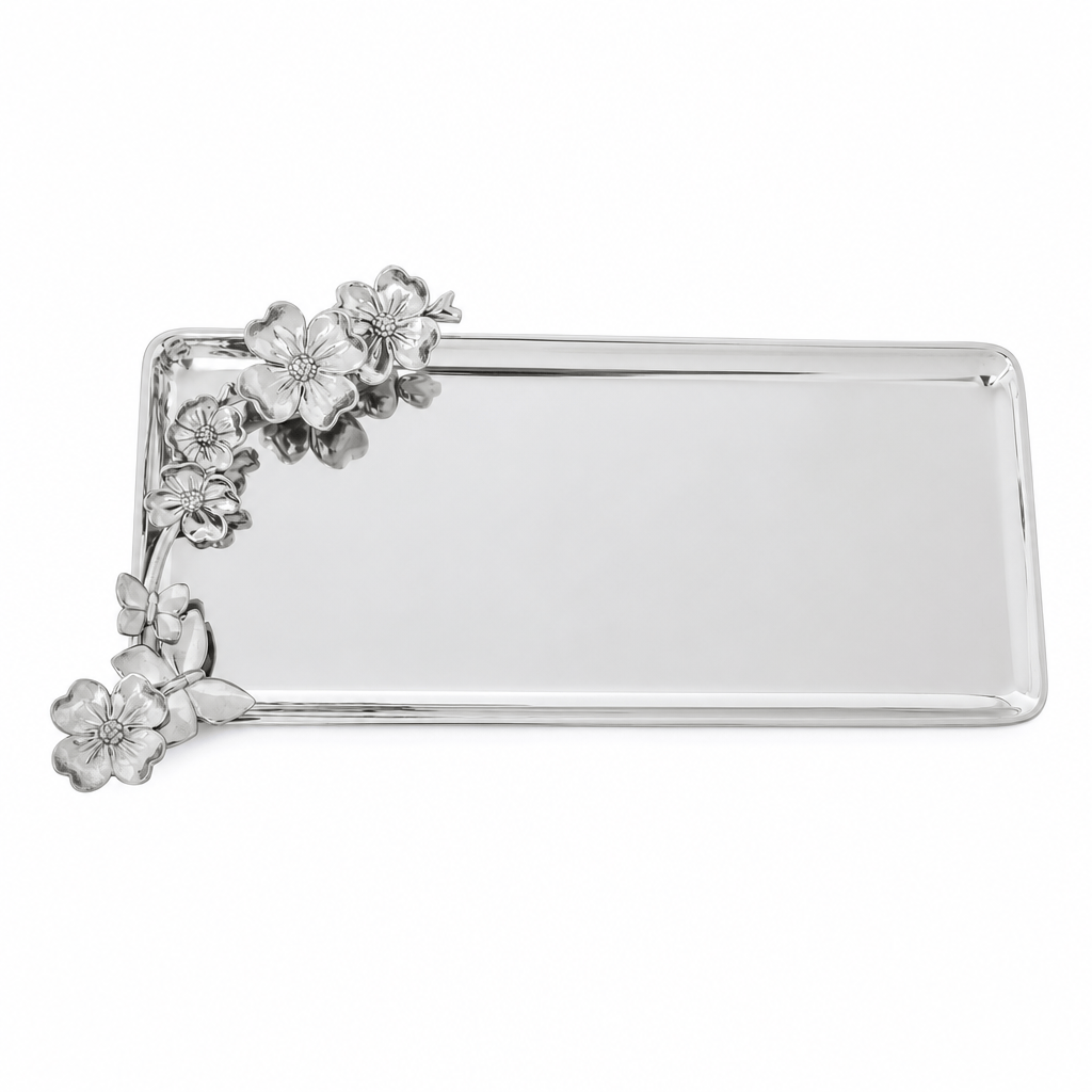 Arthur Court Dogwood Butterfly Oblong Dogwood Tray