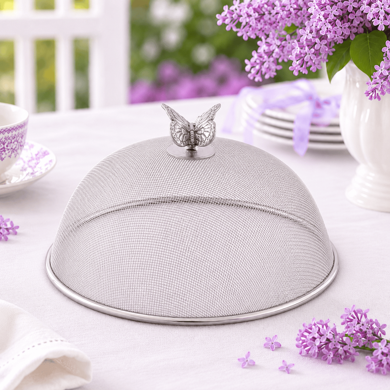 Arthur Court Dogwood Butterfly Stainless Mesh Picnic Cover