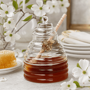 Arthur Court Dogwood Gold Bee Honey Jar with Dipper