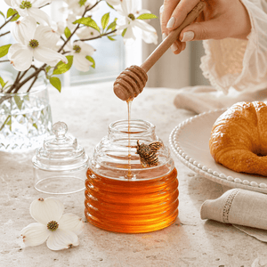 Arthur Court Dogwood Gold Bee Honey Jar with Dipper