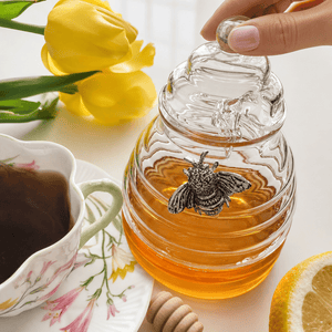 Arthur Court Dogwood Silver Bee Honey Jar / Pot with Dipper
