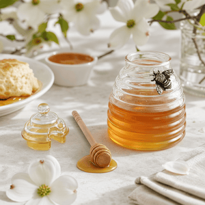 Arthur Court Dogwood Silver Bee Honey Jar / Pot with Dipper
