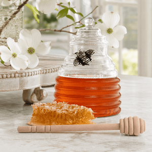 Arthur Court Dogwood Silver Bee Honey Jar / Pot with Dipper