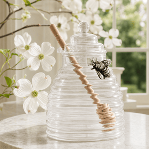Arthur Court Dogwood Silver Bee Honey Jar / Pot with Dipper