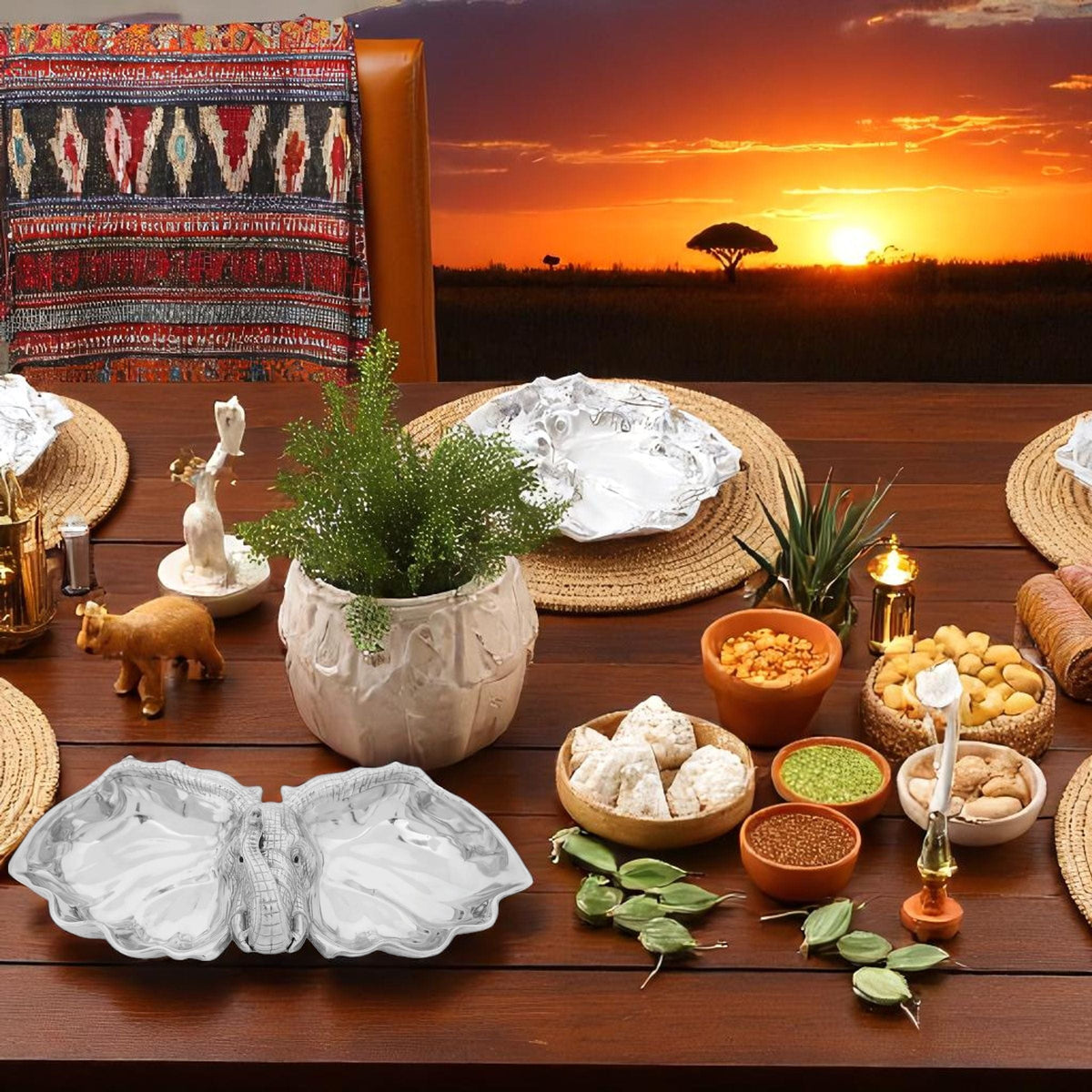 Arthur Court Elephant Elephant 2-Bowl Server